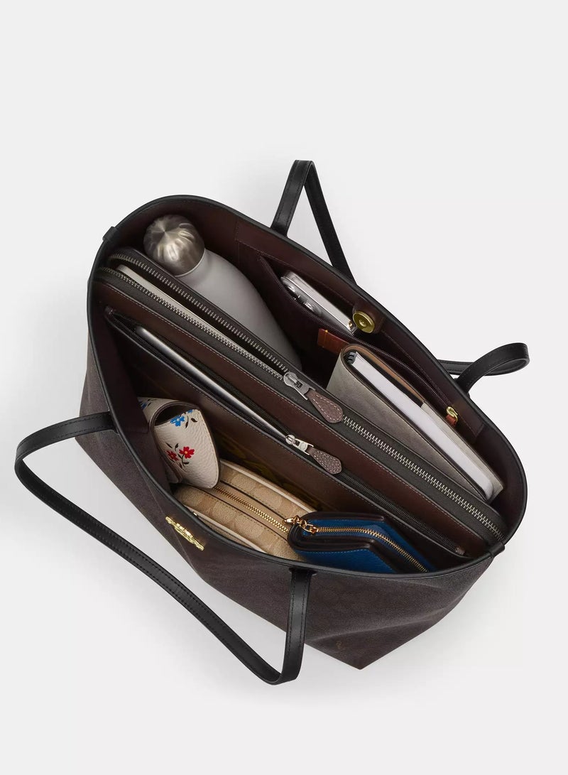 كوتش اوت ليت حقيبة توت كوتش شنط من القماش المميز للنساء، حقيبة كتف كبيرة الحجم، متعددة الاستخدامات، بسعة كبيرة، حقيبة توت - Image 5